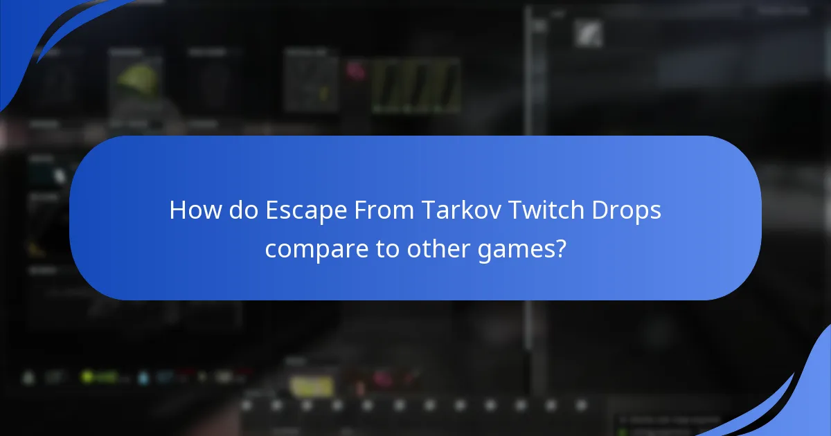 How do Escape From Tarkov Twitch Drops compare to other games?