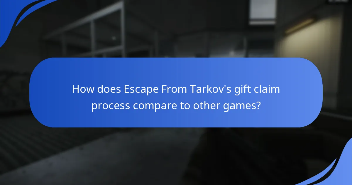 How does Escape From Tarkov's gift claim process compare to other games?