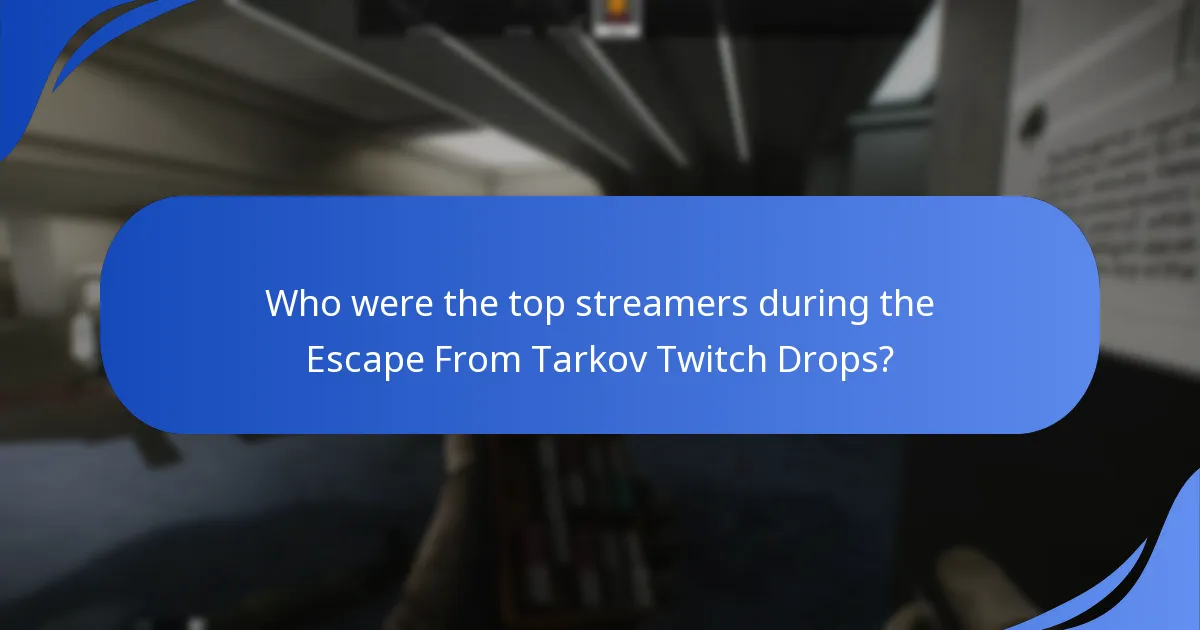 Who were the top streamers during the Escape From Tarkov Twitch Drops?